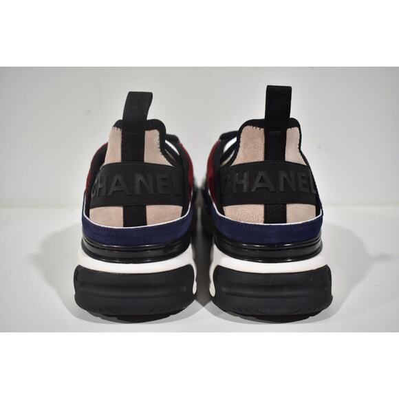 Chanel 22B Mens Gray Blue Red CC Logo Low Top Lace Up Trainer Sneaker 44 11 - Picture 9 of 10